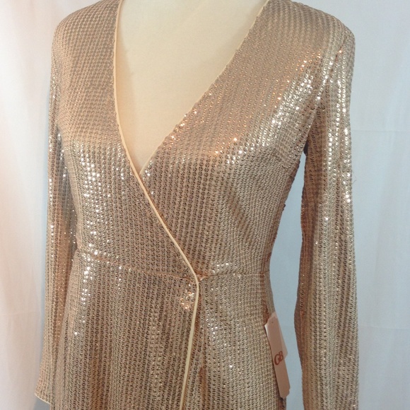 *Gold Sequin Wrap Dress - Picture 5 of 7